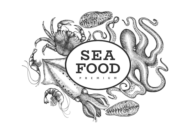 Seafood design template.