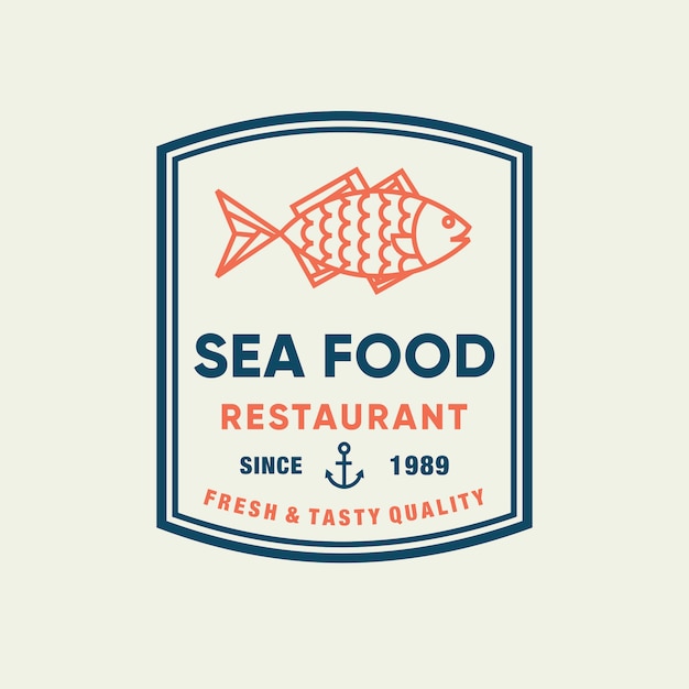 레스토랑 라인 로고 디자인을위한 해산물