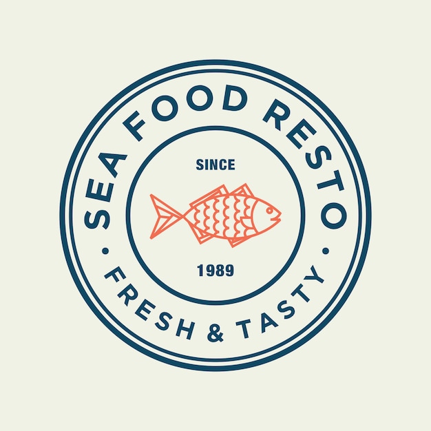 Seafood fish for restaurant line logo design