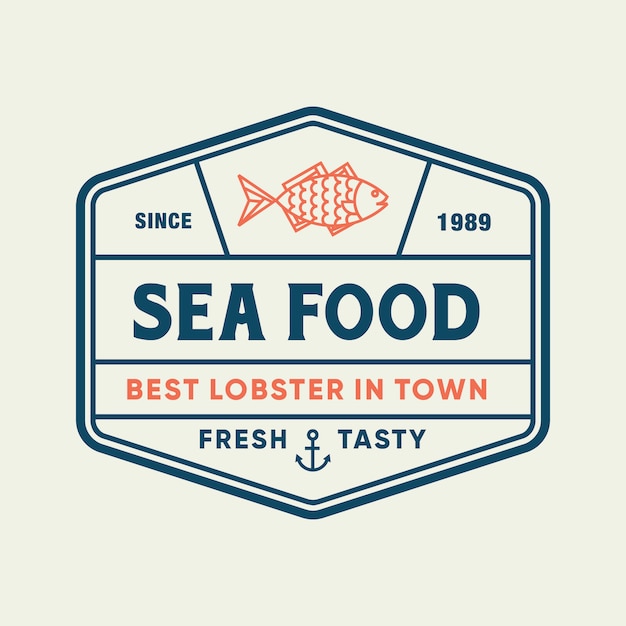 Seafood fish for restaurant line logo design