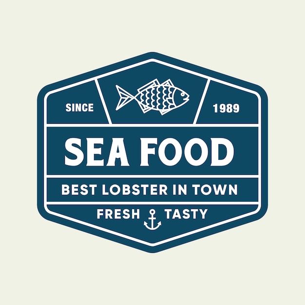 Seafood fish for restaurant line logo design