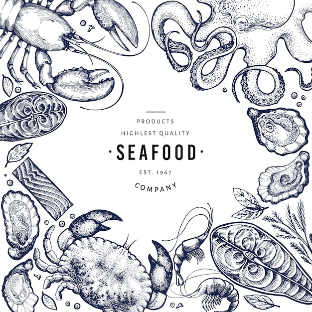 Seafood and fish template.