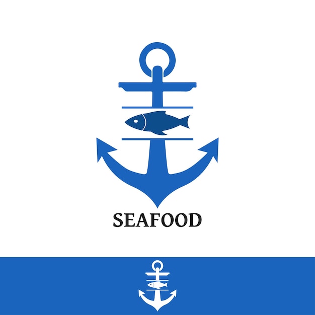 Seafood hotel logo idee zeevruchten logo vis illustratie