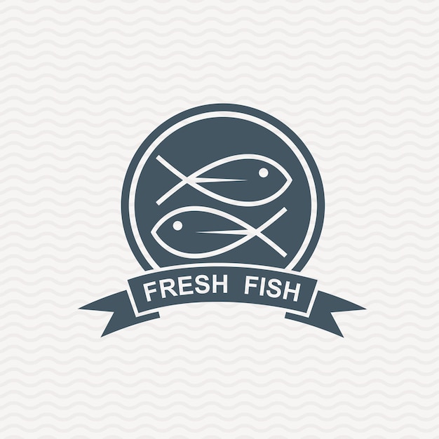 Icona di frutti di mare con pesce e nastro