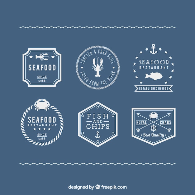 Vector seafood labels in retro stijl