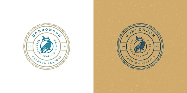 Seafood logo or sign fish market and restaurant emblem template