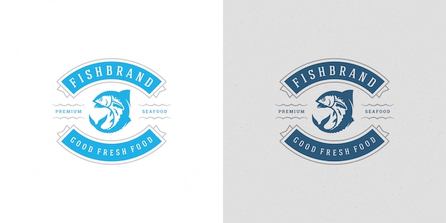 Seafood logo or sign   fish market and restaurant  template  tuna fish silhouette