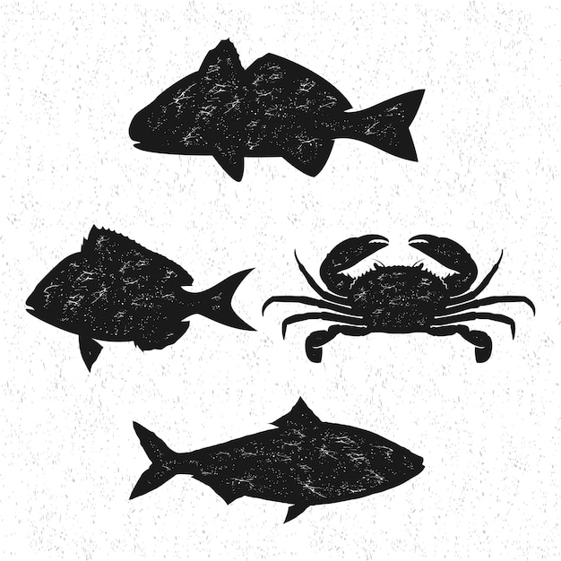 Seafood logo vintage, isolated fish silhouette