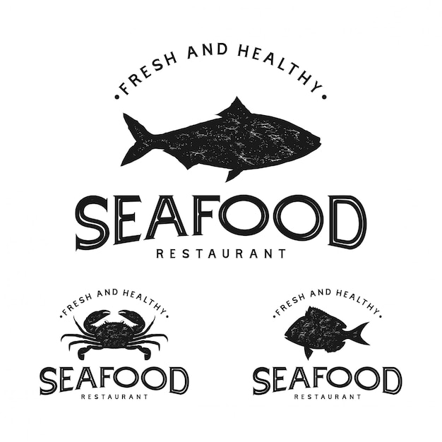 Vector seafood logo vintage