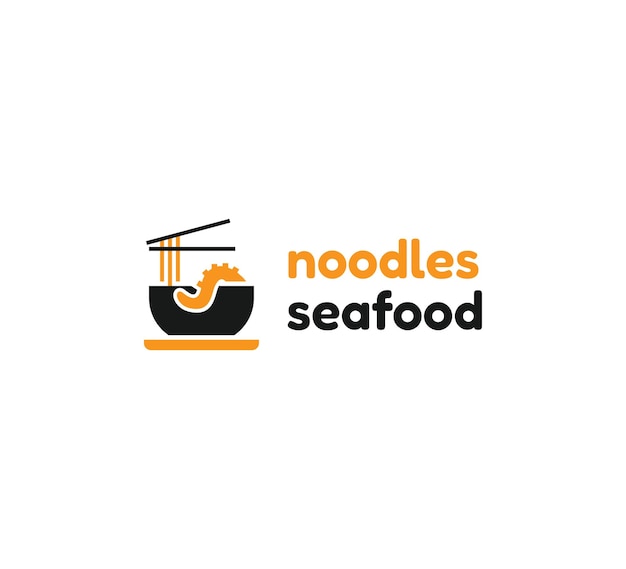 Vettore logo del polpo di noodle ai frutti di mare