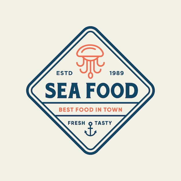 Seafood octopus for restaurant line logo design