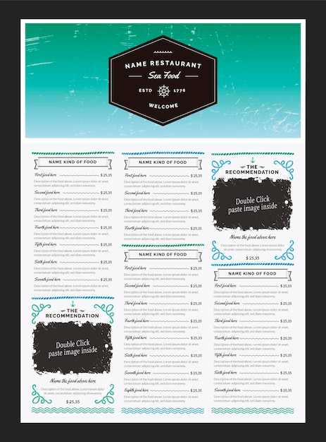 Vector the seafood poster menu template