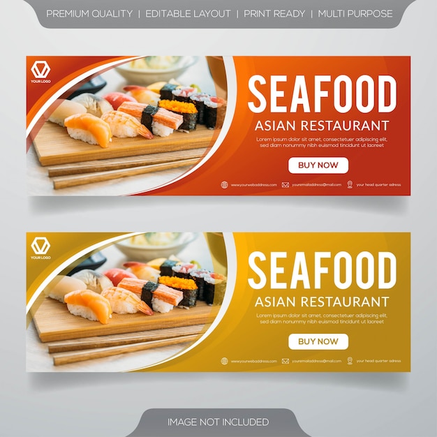 Vector seafood restaurant banners