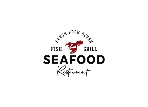 Seafood restaurant and label logo design template