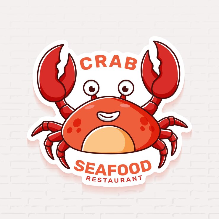 Seafood restaurant logo template with crab