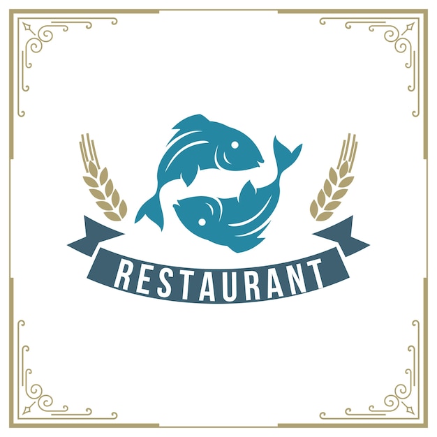 Seafood restaurant logo vector illustration