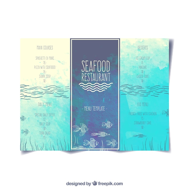 Vector seafood restaurant menu