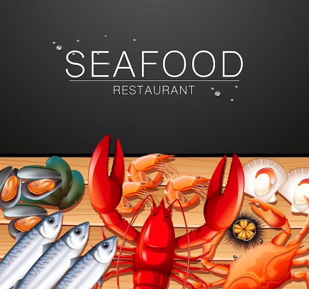 Vector seafood on restaurant template
