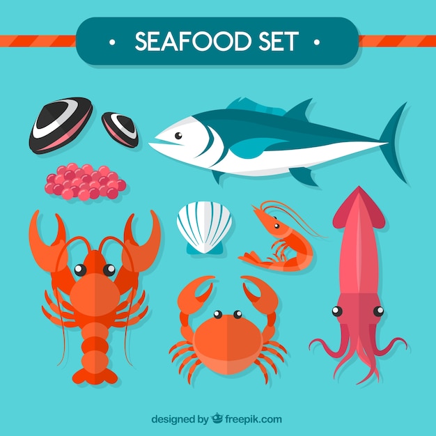 Vector seafood set