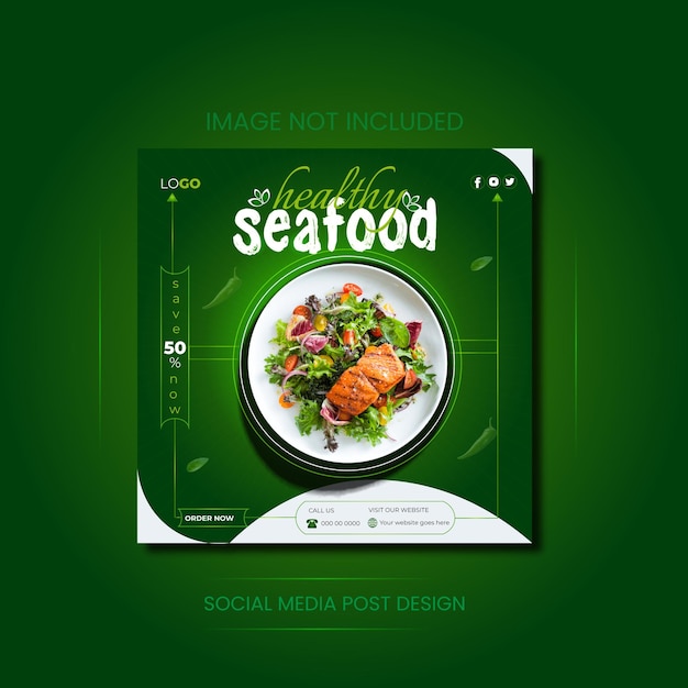 Дизайн поста в социальных сетях о морепродуктах