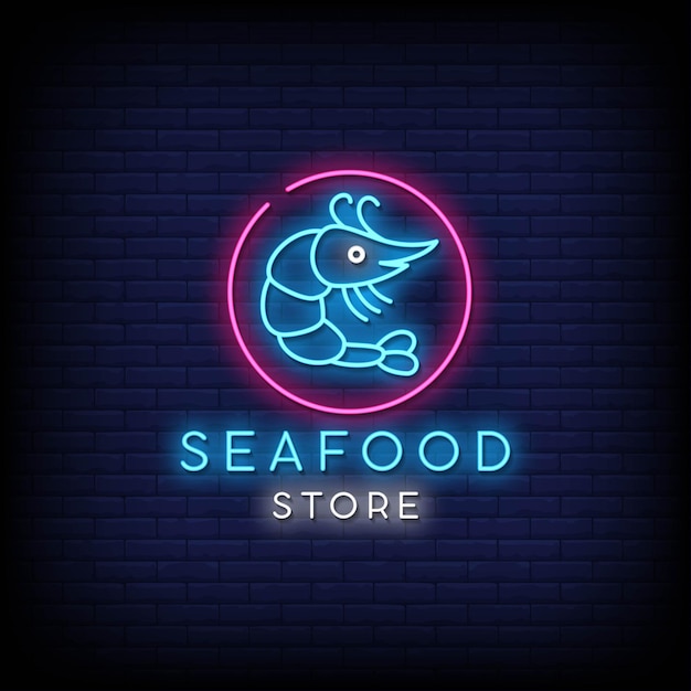 Seafood store neon signs style text