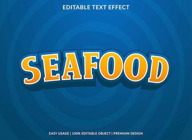 Seafood text effect template premium vector