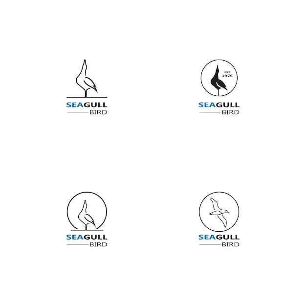 Disegni vettoriali dell'icona del logo dell'uccello del gabbiano