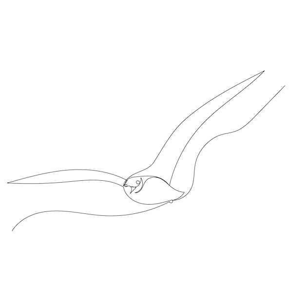 Seagull flying one continuous line drawing, sketch