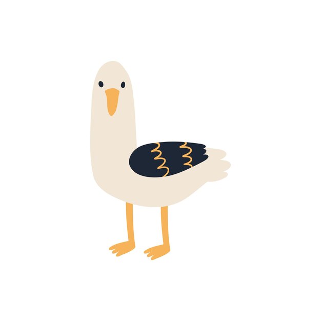 Vector seagull hand drawn in flat style vector illustration