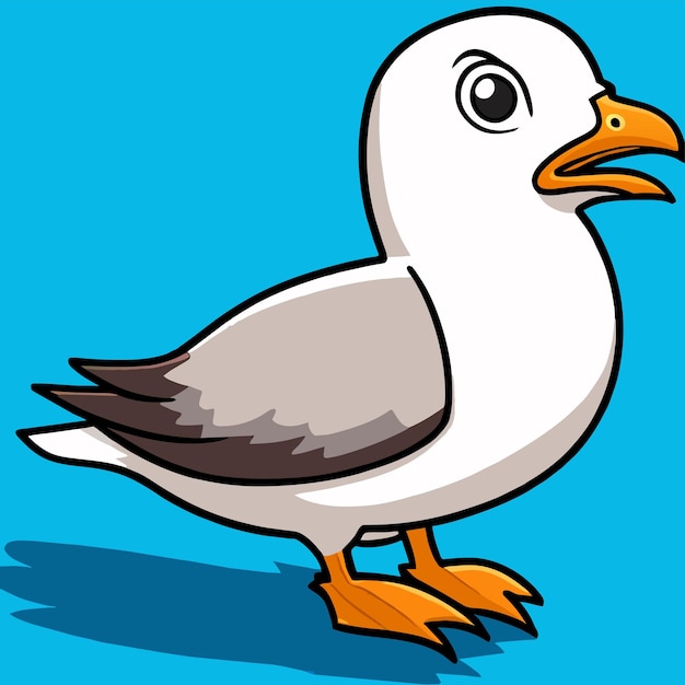 Vector seagull hand drawn flat stylish mascot cartoon character drawing sticker icon concept isolated