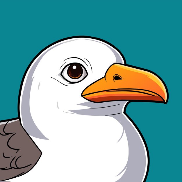 Seagull seabird hand drawn flat stylish mascot cartoon character drawing sticker icon concept