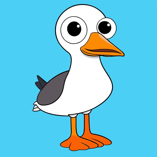 Vector seagull seabird hand drawn flat stylish mascot cartoon character drawing sticker icon concept