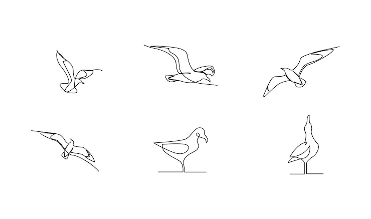 Vector seagulls fly over the surface of the sea small waves world maritime day