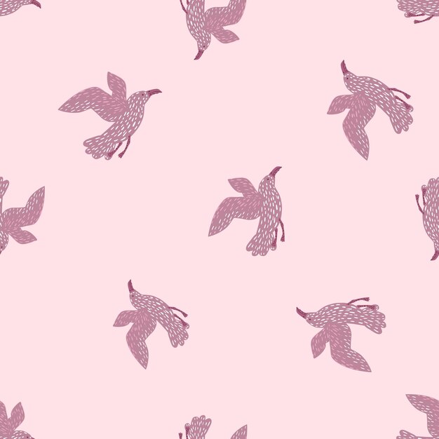 Seagulls seamless pattern. Background of sea birds. Repeated texture in doodle style for fabric, wrapping paper, wallpaper, tissue. Vector illustration.