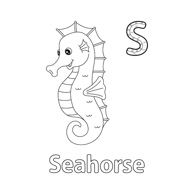 Seahorse Alphabet ABC Coloring Page S