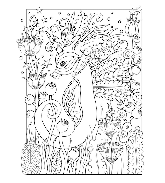 Vector seahorse coloring page