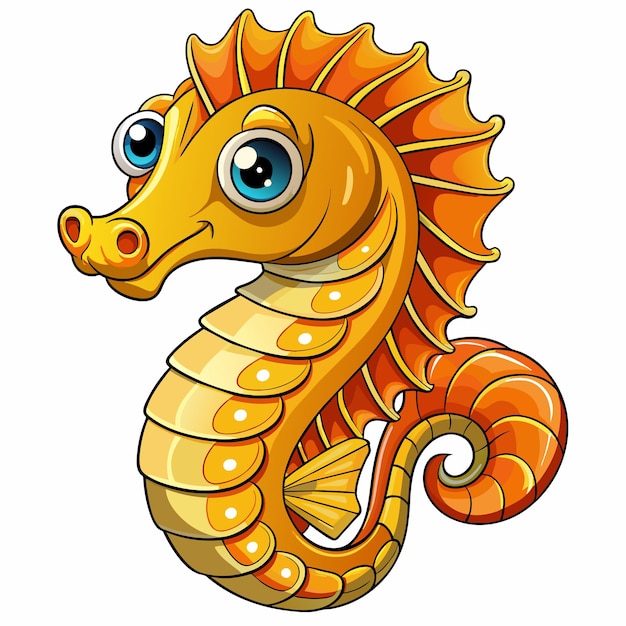 Seahorse hand drawn cartoon character sticker icon concept isolated illustration