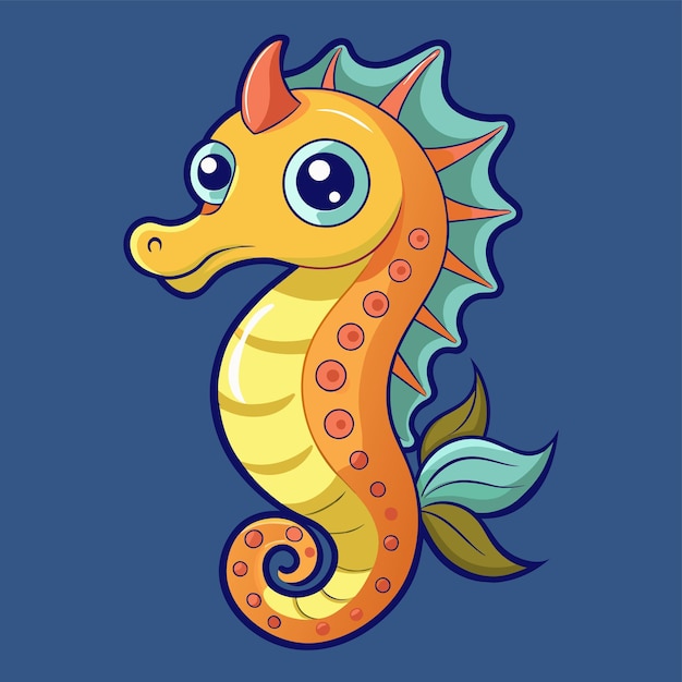 Seahorse hand drawn cartoon character sticker icon concept isolated illustration