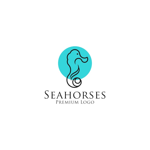 Seahorse line art simple and unique logo design