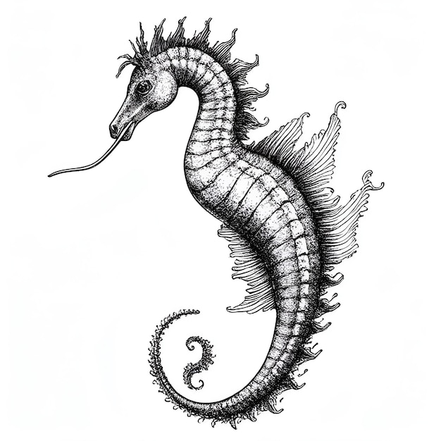 Seahorse Monochrome inkt schets vector tekening gravure stijl vector illustratie