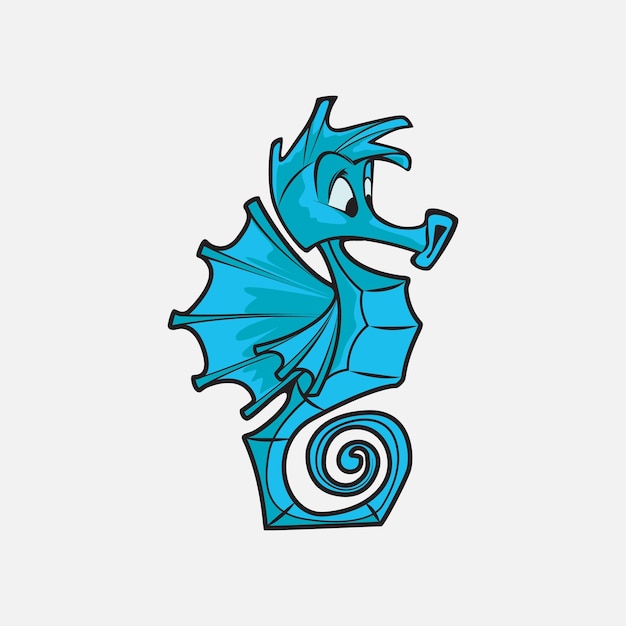 Seahorse vector cartoon character design