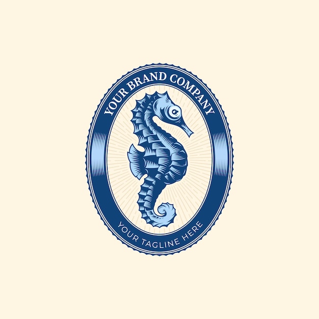 Vettore logo seahorse vintage