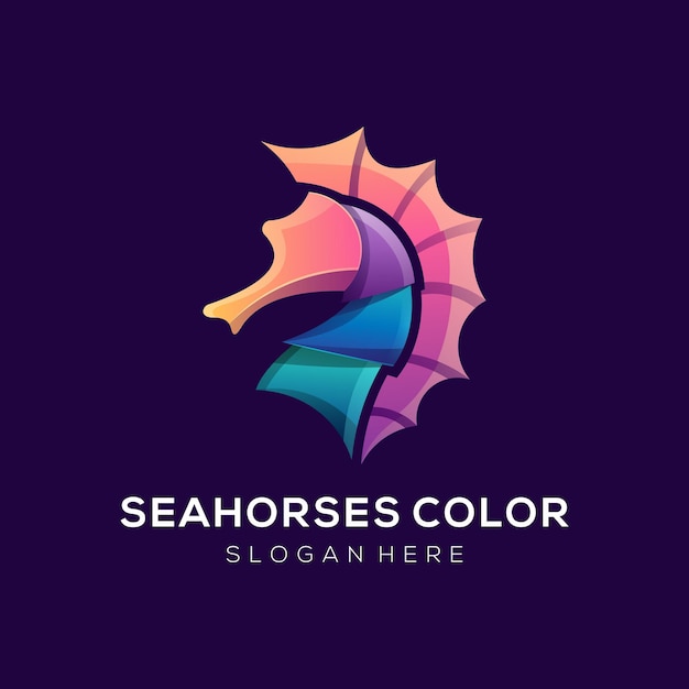 Vector seahorses color logo