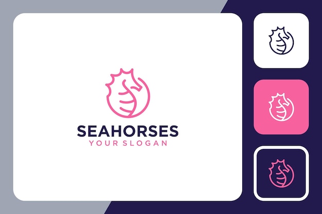 seahorses logo design with modern line art