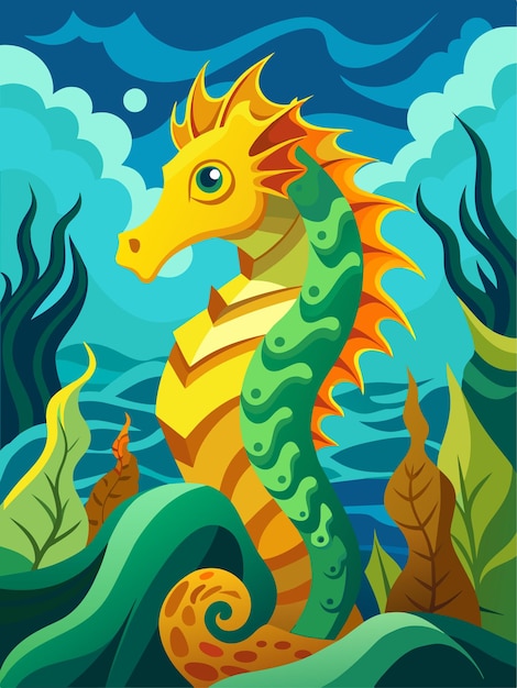 Vector seahorsevectorwaterlandscapebackground 1