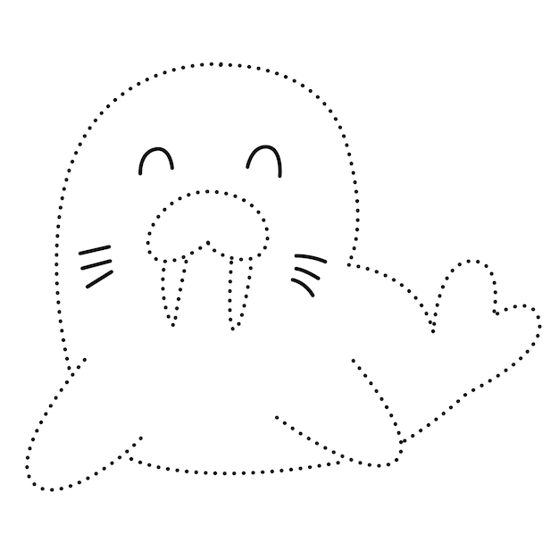 seal animal patched practice draw cartoon doodle kawaii anime coloring page cute illustration