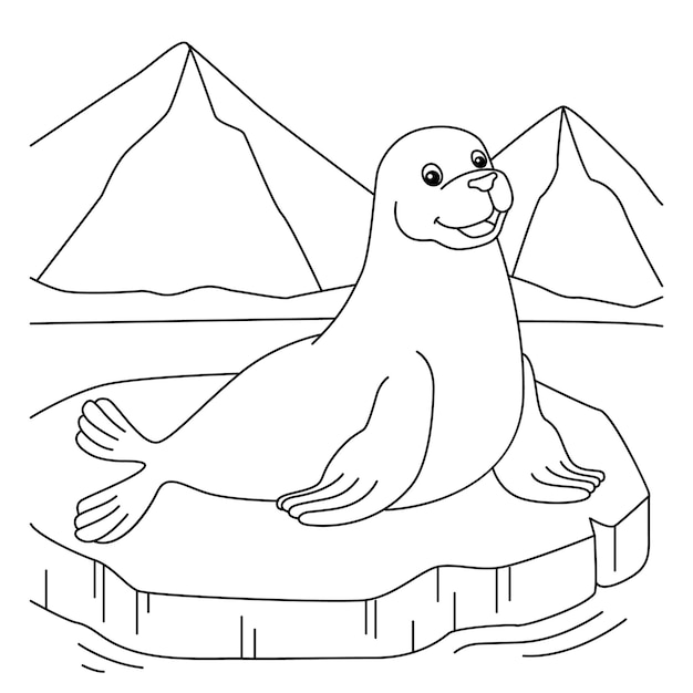 Vector seal coloring page for kids