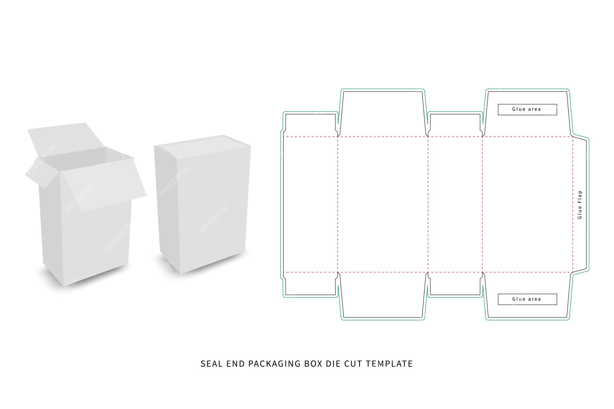 Premium Vector | Seal end packaging box die cut template