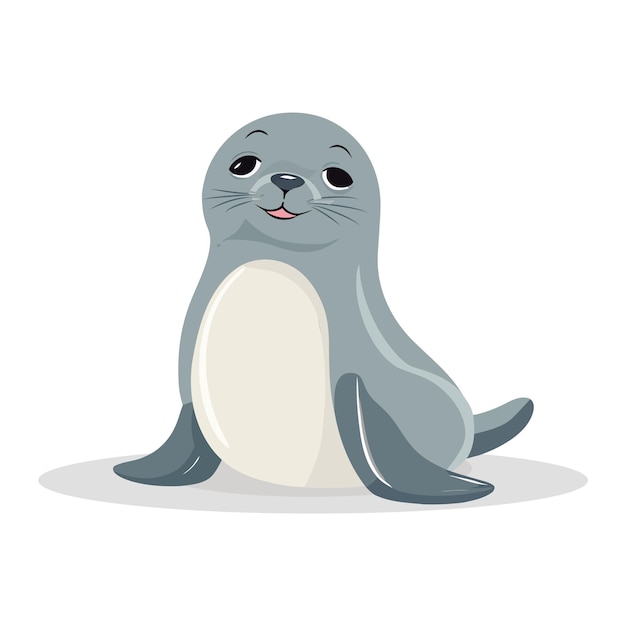 seal flat vector cute sea mammal icon isolated on white background