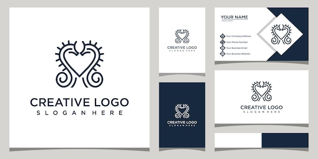 seal logo design template with love and business card design